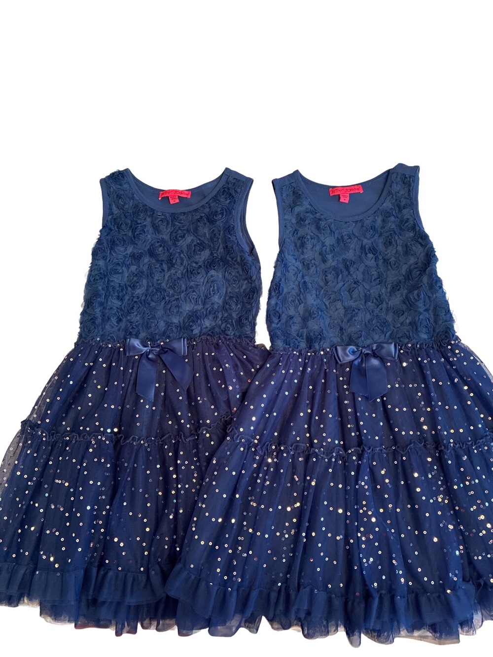 Girls Betsey Johnson Navy Rosette & Sequin Party Dress Sz 12